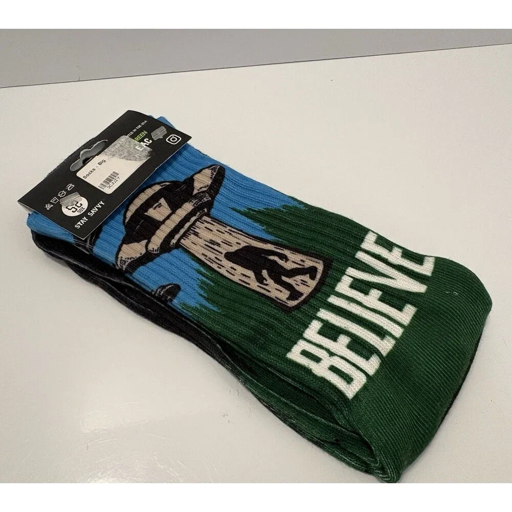 Savvysox Bigfoot UFO Socks Brand New Paranormal Forest
